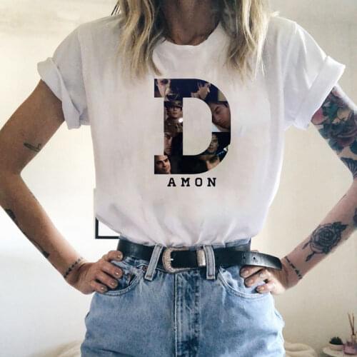 Womens T-shirt The Vampire Diaries T-shirt Summer Loose Tee Shirt Girls Ulzzang Casual Harajuku T Shirt Women Woman Clothes