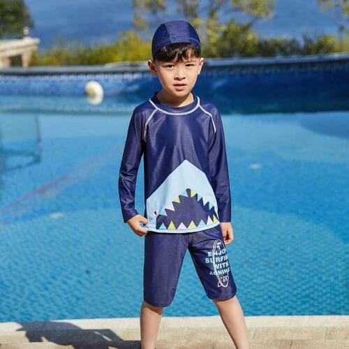 2-12 Years Kids Boys Two Piece Swimwear Rash Guard UV Sun Protection Swimsuit Bathing Suits Long Sleeve Shirt with Trunks