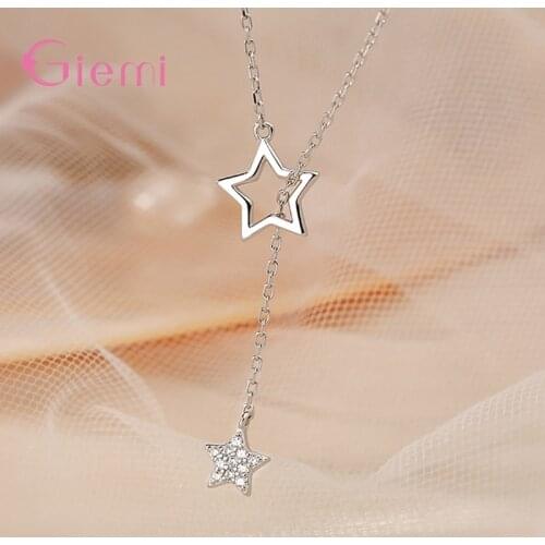 925 Sterling Silver Gold Pendant Necklace For Women Girls Party Cute Star Design Fashion Jewelry Wholesale