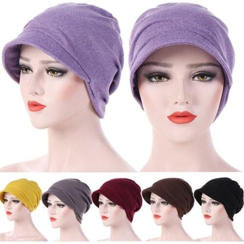 Winter Womens Turban Hat Peaked Caps Beanie Hat Ladies Warm Slouchy Cap Crochet Ski Beanie Female Baggy Skullies Beanies