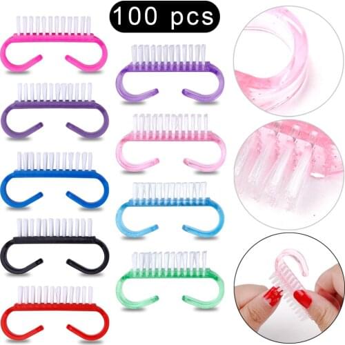 10/50/100Pcs New Nail Acrylic Brush Cleaning Remove Dust Brush Nail Pedicure Plastic Gel Manicure Brushes Handle Scrubbing Tool