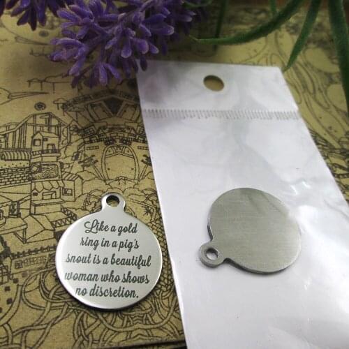 20pcs--"Like a gold ring in a pigs snout is a..."stainless steel charms styles for choosing DIY Charms Bible gold sentence