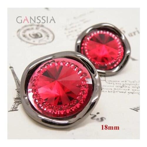 12pcs/lot 18mm tsteepletop design red rhinestone button Resin shank button for garment Sewing accessories(ss-4826)