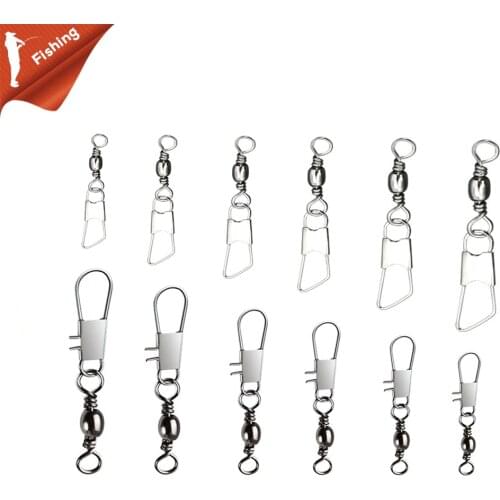 50pcs/Lot Stainless Steel Fishing Connector Pin Bearing Rolling Swivel Snap Pins Fishing Tackle Accessories