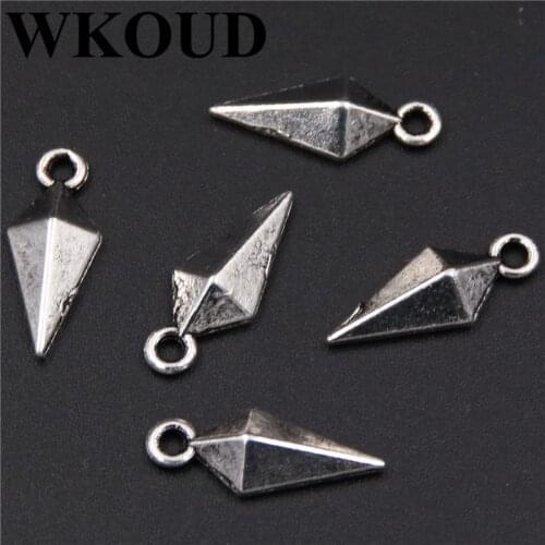 40pcs Silver Plated Geometric Shape Rhombus Dart Metal Pendant DIY Charm Bracelet Earrings Jewelry Crafts Making 17*7mm A222