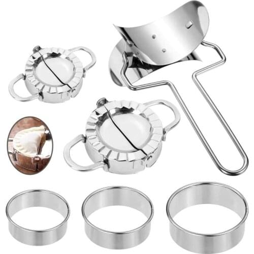 6Pcs Dumpling Maker Stainless Dumpling-Making Cut Dumpling Skin Mold Dough Circle Roller Machine Pastry Cutters Make Dumplings