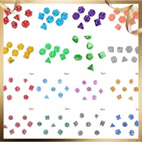 7Pcs/set Digital Dice Game Polyhedral Multi Sided Acrylic Dice Colorful Accessories for Board Game