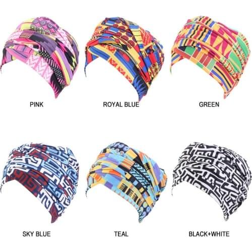 African Hair Caps Cotton Pattern Headscarf Women Ladies Scarf Hat Headwrap Long Tail Night Sleeping Cap Hair Styling Accessories