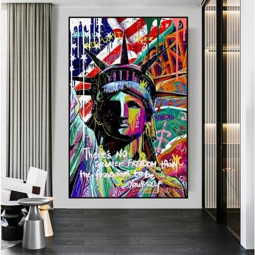 Watercolored Statue of Liberty Oil Painting Prints On Canvas Wall Art Famous Poster Abstract Pop Living Room Home Decorative