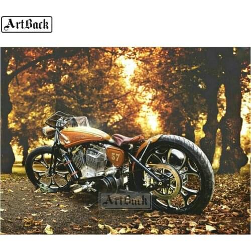 5d diy diamond painting motorcycle tree landscape full square 3d diamond mosaic cross stitch home decoration sticker
