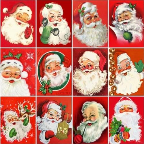 AZQSD Diamond Painting Santa Claus Red 5D Diy Diamond Embroidery Christmas Landscape For Children Room Decorations Gifts