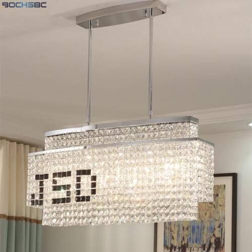 BOCHSBC Creative Design DIY Black LOGO Pendant Lights Rectangle K9 Crystal Hanging Lamp for Living Room Dining Room Led Lampara