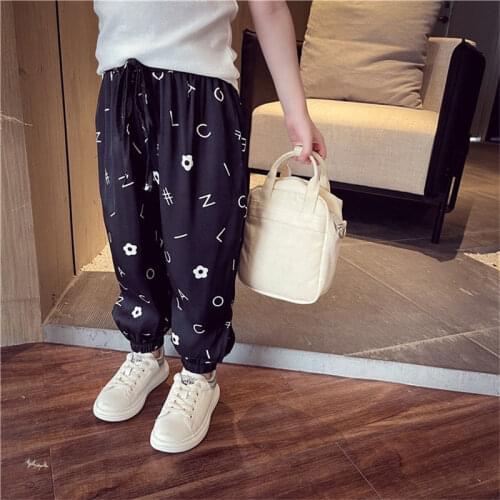 Girls' mosquito-proof pants for summer wear new Korean childrens loose letter casual pants for girls