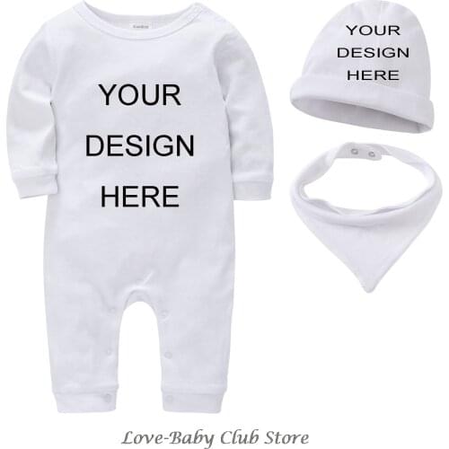 Baby Romper Cap Scarf Customization Clothing Set One-Pieces 100% Cotton Personalized 3M-18M Newborn Infant Toddler Girls Boys