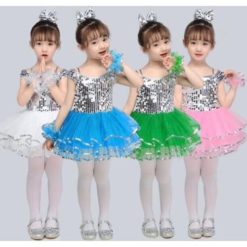 Modern kids dance costumes for kids sequins tutu dance dress for girls salsa dancing dress for girls dance wear Outfits