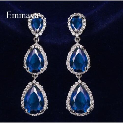 Emmaya New Long Earring Three Section Design For Women&Girls Party Dress-up With Four Color Cubic Zircon Charming Jewelry