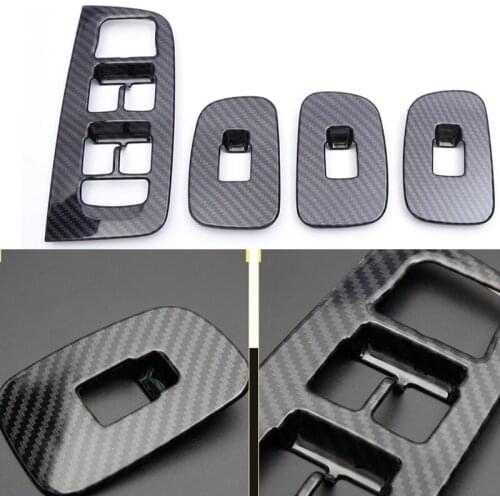 JY ABS Carbon Fiber Style Black Window Lift Switch Button Panel Cover Trim Car Styling Accessories For VOLVO XC60 2018