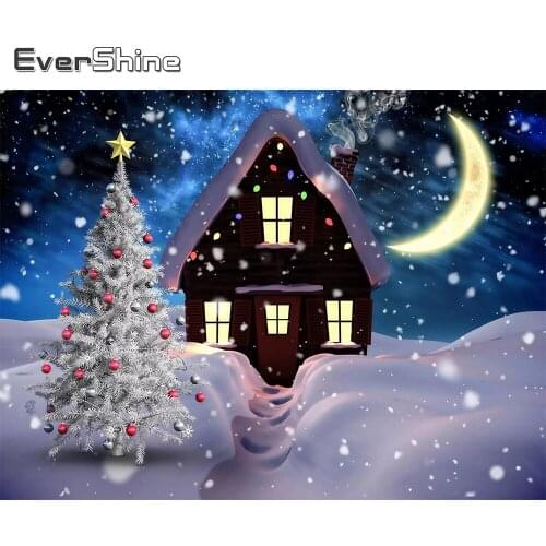 Evershine 5D DIY Diamond Painting House Landscape Picture Of Rhinestone Diamond Embroidery Winter Cross Stitch Decor For Home