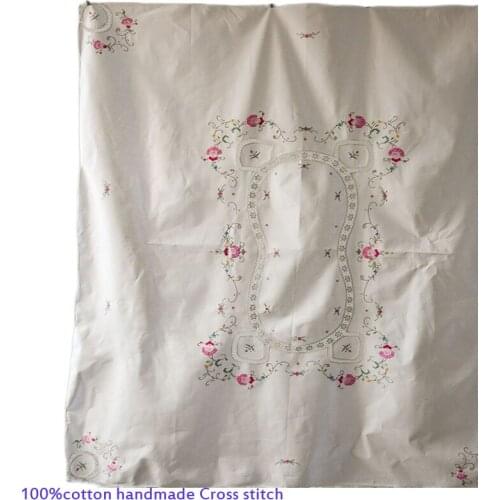 NEW 100%Cotton handmade Cross stitch lace Tablecloth dining tea Christmas Table Cover cloth kitchen Wedding party home decor