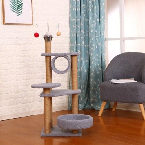 Pet Furniture Sisal Plush Rattan Cat Scratching Platform Cat Nest Cat Tree Cat Climbing Post Frame