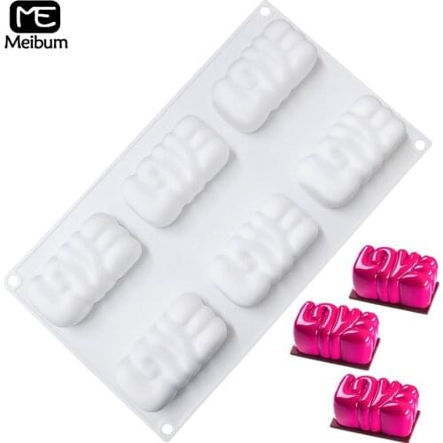 Meibum 6 Cavity Alphabet Love Silicone Mold DIY Sponge Chocolate Mould Cheese Mousse Dessert Modle Cake Baking Decorating Tools
