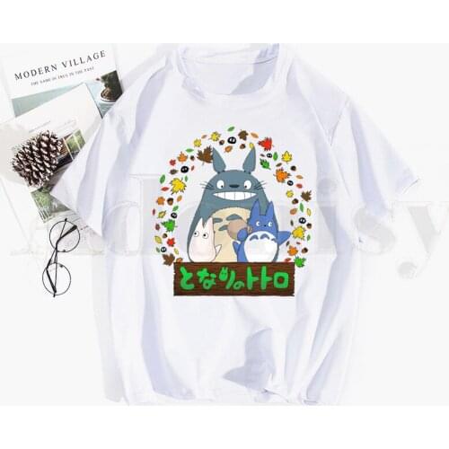 Miyazaki Hayao Anime Totoro Studio Ghibli Kawaii Tshirt Hip Hop Girl Print Top Tees Harajuku Tshirts Fashion Summer T-shirt