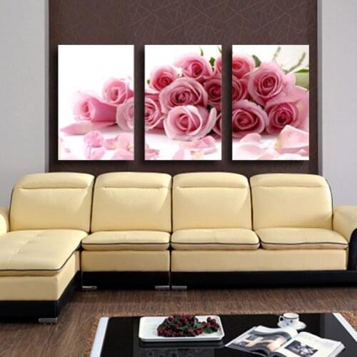 3 Panel Modern Printed Rose Flower Painting Canvas Cuadros Flowers Picture Wall Art Home Decor For Living Room No Frame