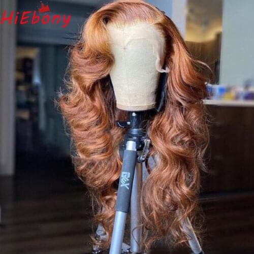 HiEbony #30 Brown Preplucked Lace Front Wigs 180% Glueless Remy Hair Lace Front Wigs For Women 18-26inch transparent Lace Wigs