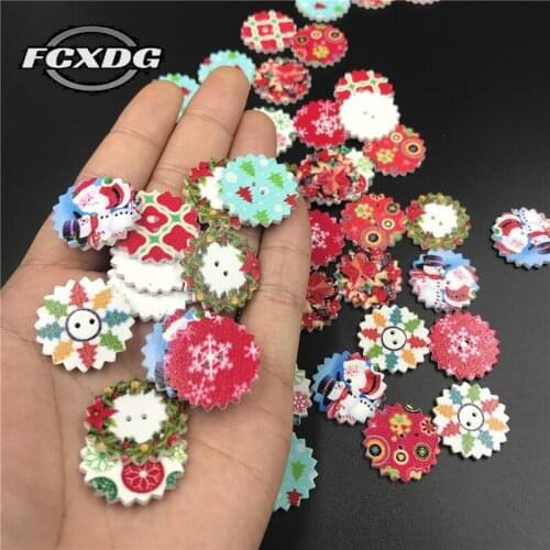Dropshipping 20201 Best Selling Products Handicraft Accessories Vintage Wooden Christmas Buttons Santa Claus Buttons for Crafts