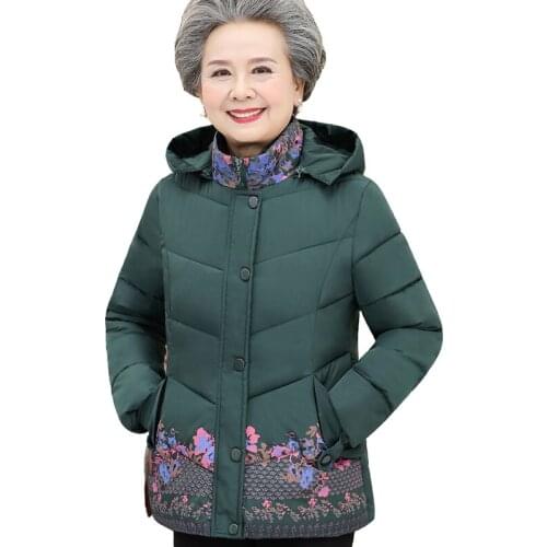 Down Cotton Jacket Mom Winter Coat Woman Fashion Hooded Printed Warm Clothes Womens Thick Plus Size 5XL Parker Outerwear
