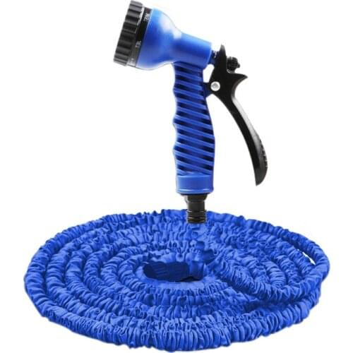 7 In 1 Spray Gun 50-200FT Expandable Garden Hose Latex Tube Magic Flexible Hose for Garden Car Plastic Hoses Blue garden hose