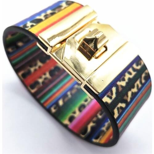 Multicolor Bracelets Trendy Leopard Girl Round Black Design Circle Fashion Bracelets Pu Leather Bracelets For Women Jewelry