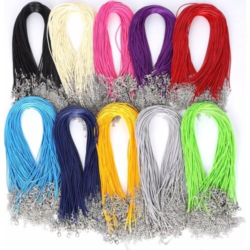 5pcs/lot 1.5mm 2mm Waxed Cotton Adjustable Braided Rope Necklaces & Pendant Charms Jewelry Findings Lobster Clasp String Cord