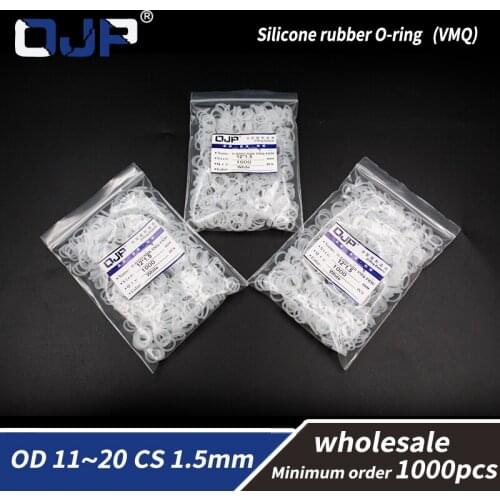 1.5mm Thickness1000PCS/lot White wholesale Silicone/VMQ OD11/12/13/14/15/16/17/18/19/20mm O Ring Seal Rubber Gasket Washer