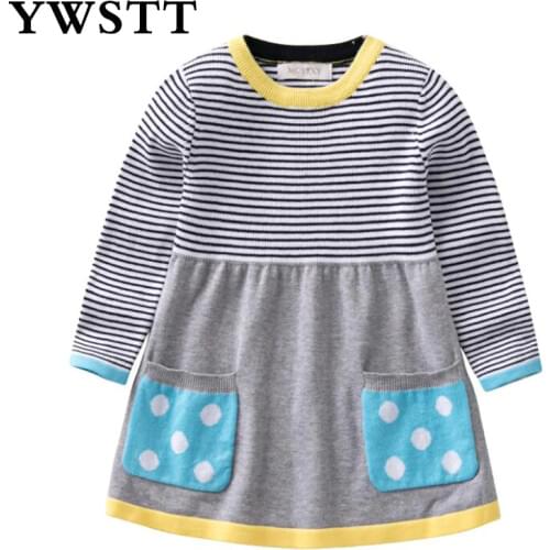 Girls Woolen Sweater Dress 2018 Brands Winter Autumn Girl O-Neck Printed Cartoon Kids Sweater Baby Girls Sweater