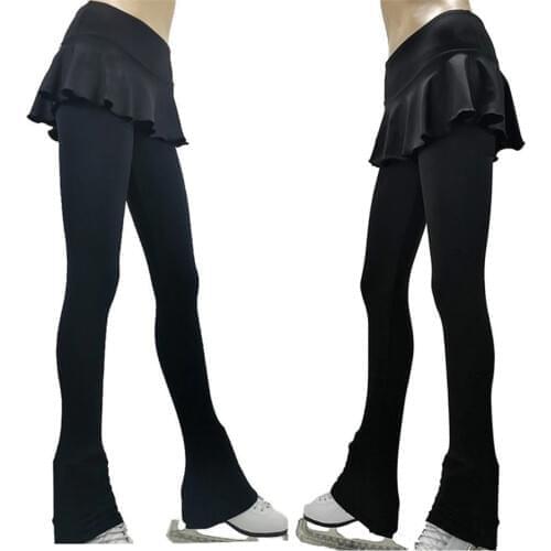 LIUHUO Figure Skating Pants Womens Girls' Ice Skating Pants Trousers Stretch spandex Black Training clothing Roller skating