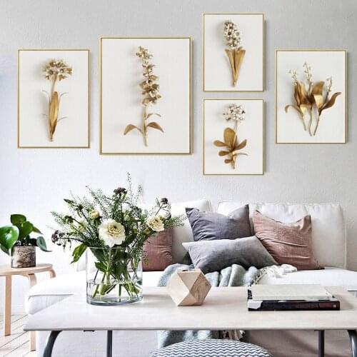 Nordic Yellow Plants Flowers Leaf Canvas Painting Poster and Print Decoration Wall Pictures For Living Room Bedroom Aisle