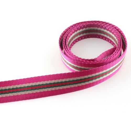 Dark Pink striped Webbing Ribbon 25mm Sewing Strap for Bag/Tote Pet Collar Ribbon Lanyard Strap Garment Accessories