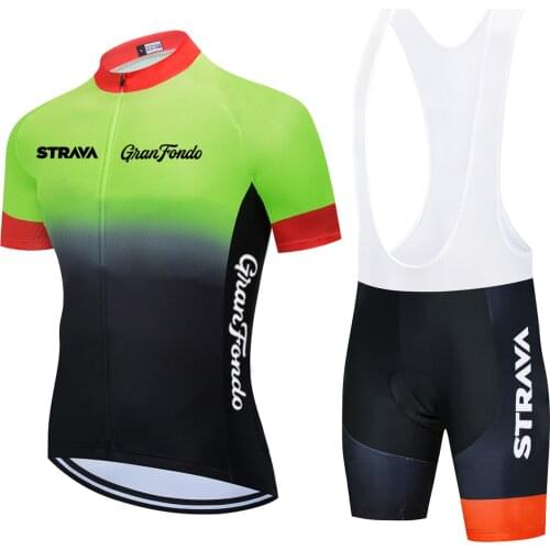 Team STRAVA Cycling Jersey Set Short Sleeve Breathable MTB Bike Clothes Wear Bicycle Cycling Clothing Ropa Maillot Ciclismo