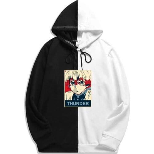 Japanese Anime Demon Slayer Zenitsu Print 3D Hoodies Sweatshirts Men Women Pullovers Streetwear Long Sleeves Harajuku Clothes