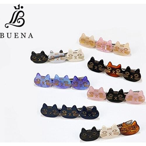 Handmade Hair Pins Three Cats A Row Of Girls Hairpin Hot Selling Gift Hair Jewelry Acetate Hair Clips