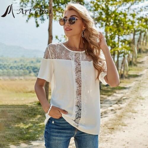 Summer Spring Elegant Fresh Sweet Hollow Out Lace Flowers T-Shirts Women Ladies Loose Tops Short Sleeves Female O-Neck Pullover