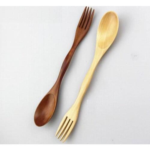 100pcs/lot Quality Wooden Spoon Forks Set Natural Wood Cutlery Coffee Tea Spoons Salad Fruit Fork