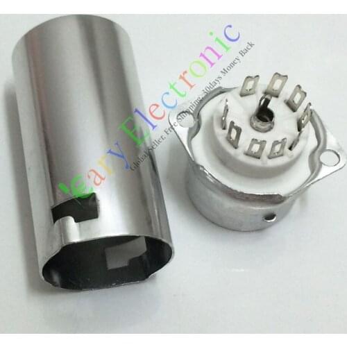 Wholesale and retail 20pc 9pin Ceramic vacuum tube socket valve 55mm Shield 12AX7 12AU7 ECC83 ECC82 free shipping