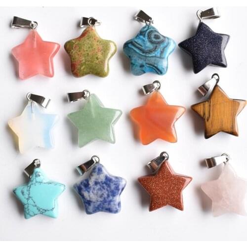 2020 Hot selling fashion Assorted natural stone mixed star charms pendants for DIY jewelry making 12pcs/lot Wholesale free
