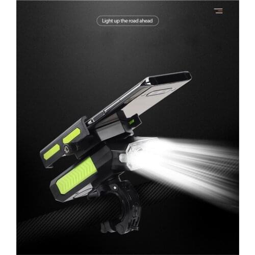 5in 1 MTB Bike Light Flashlight Bicycle Horn Handlebar Phone Holder Cycling Including Mobile Power 4000 MAh For Smart Phone