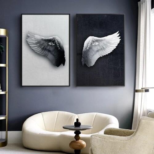 Abstract Black and White Wing Canvas Painting Modern Nordic Posters and Prints Aisle Picture Wall Art Decor for Living Room