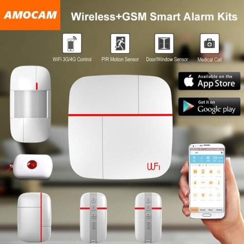 Wireless WiFi + GSM Home House Alarm System Multi language Smart Security Burglar Intelligent Voice Prompt Alarm Sensor Kit