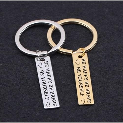 Be Happy Be Brave Be Yourself Wish Keychain For Friends Cool Boy Couple Keyring Women Men Fashion Key Pendant Bag Charm