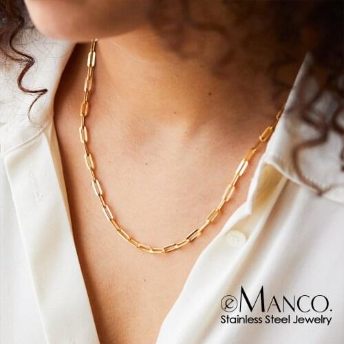 Stainless Steel Link Chain Choker Necklaces For Women Delicate Simple Necklace Friends Gift Jewelry Kolye